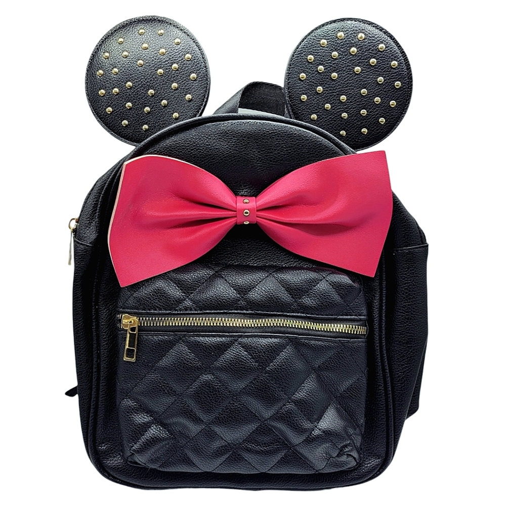 Minnie Mouse Ears Backpack Olivia Miller Black Pink Bow Disney Purse Tote Bag